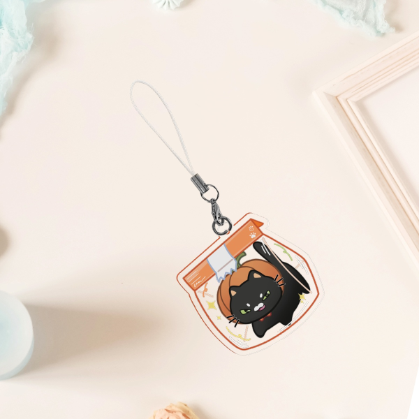 Clear Acrylic Keychains (3cm)-Pumkin cat
