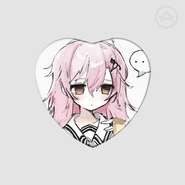 ♡ You and Me and Her: A Love Story Bundle - Aoi Mukou - Metal Heart Badge - by: meowmegu ♡