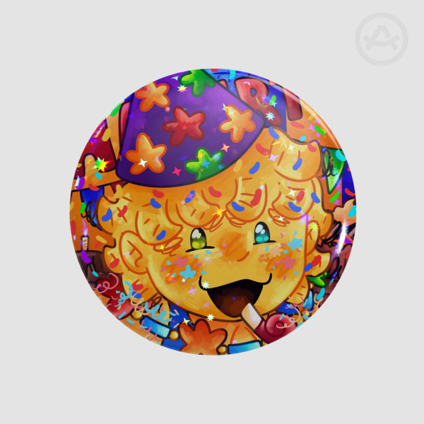 Party Noob Round Pin