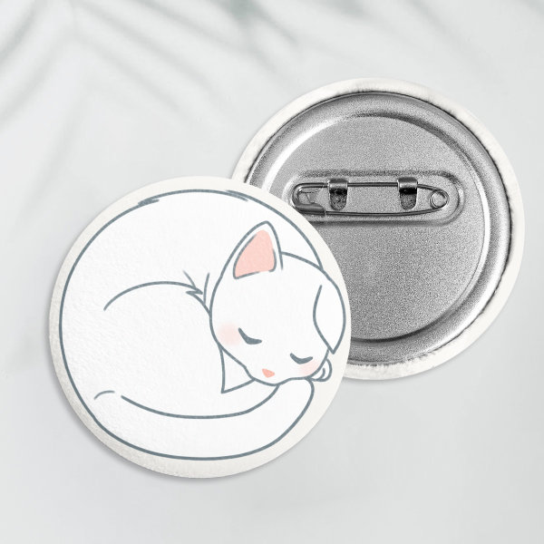 White Cat Plush Badge