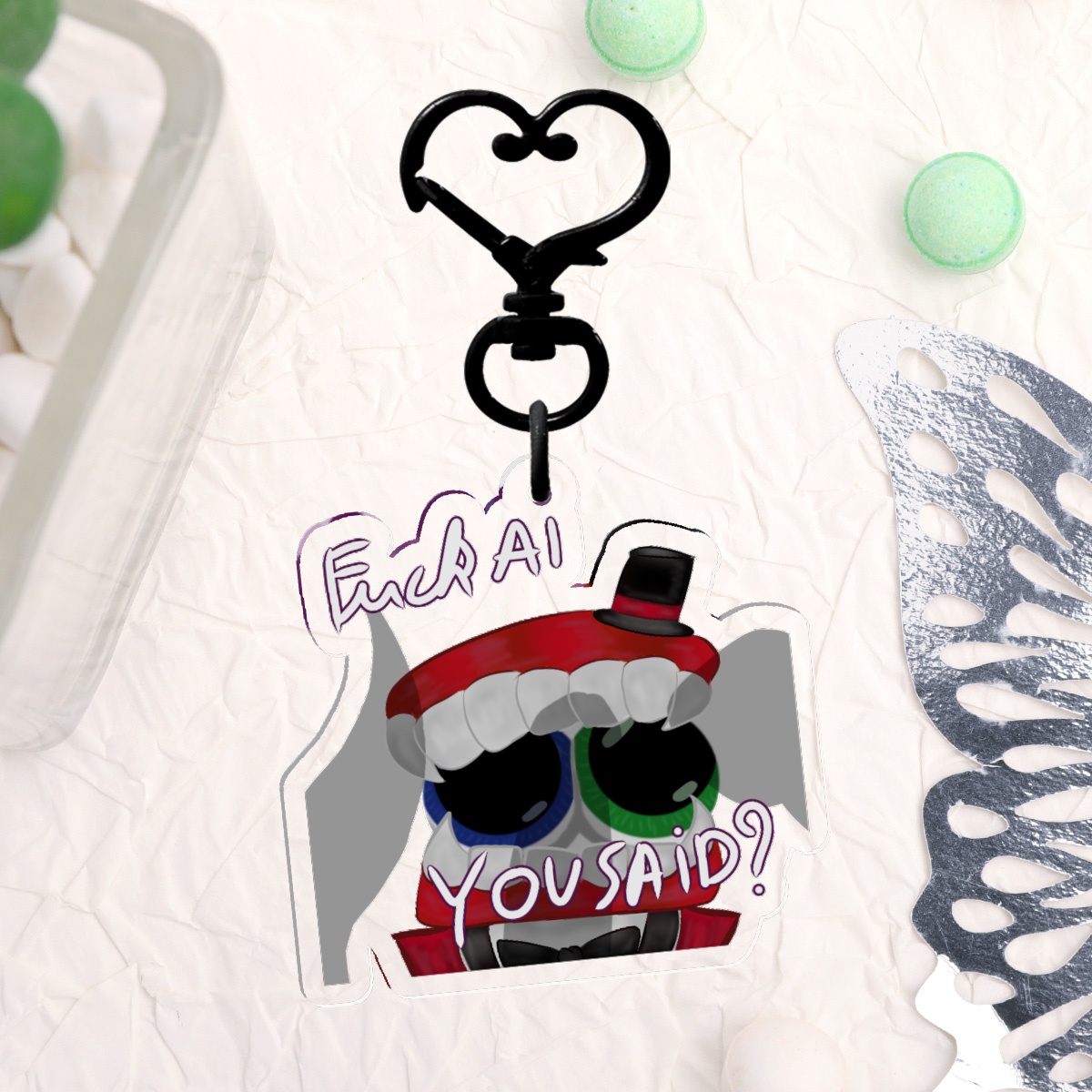 "fuck ai" Caine keychain