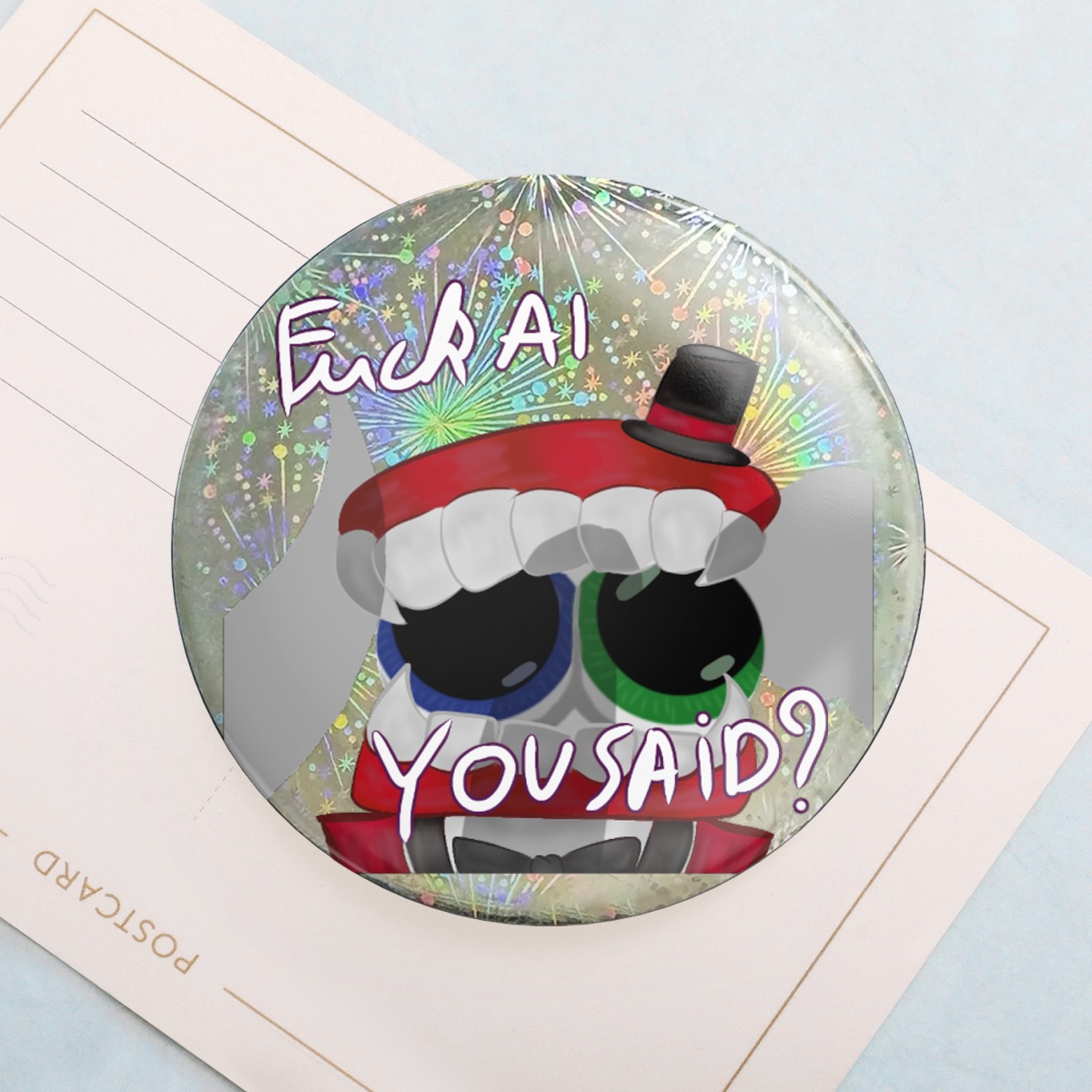 Caine "fuck ai" badge