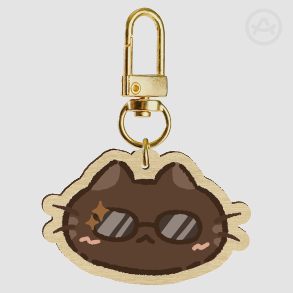 Aven Cat Wood Keychain - Cool