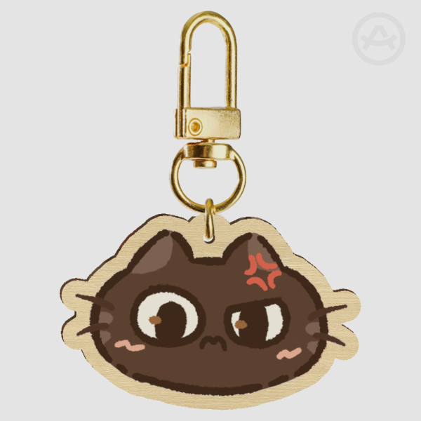 Aven Cat Wood Keychains - Annoyed