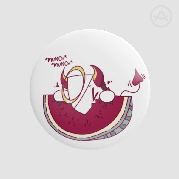 Karma Skullhead Munching Watermelon Round Badge