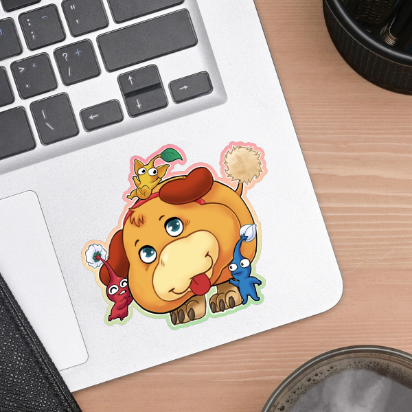 Garden creatures and their dog Colored Edge Die Cut Stickers
