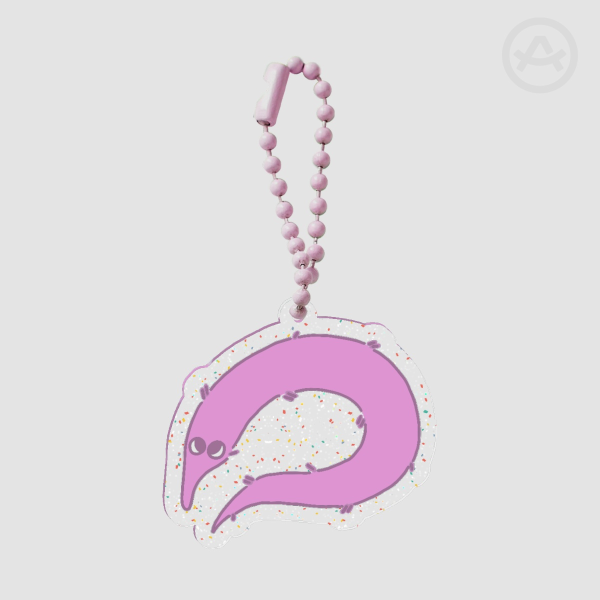 Pink Worm Keychain
