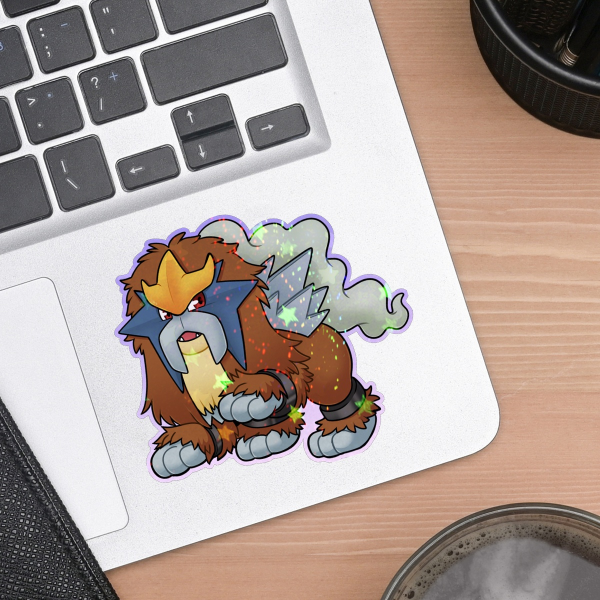 Shiny Entei Colored Edge Die Cut Stickers