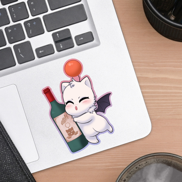Mog with juice Colored Edge Die Cut Stickers