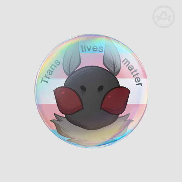 Trans lives matter Mothman / Rainbow hologram button pin