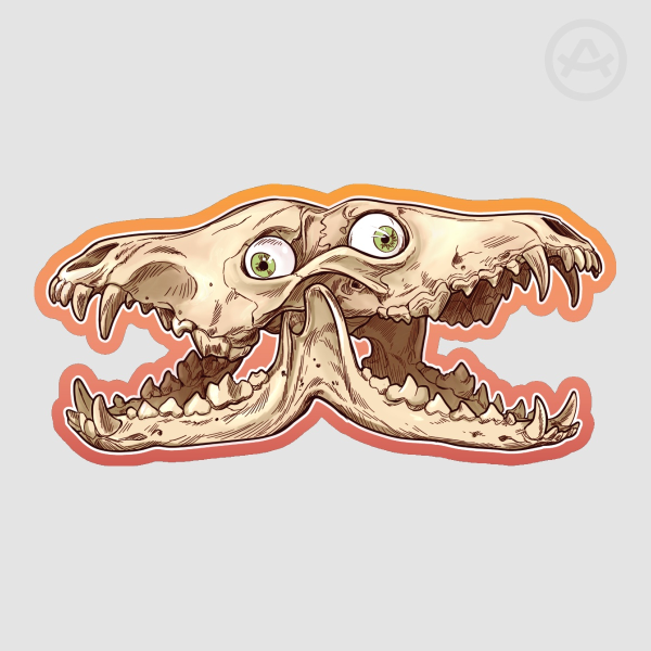 Double Dog Dare Eyeball Skull Die Cut Sticker