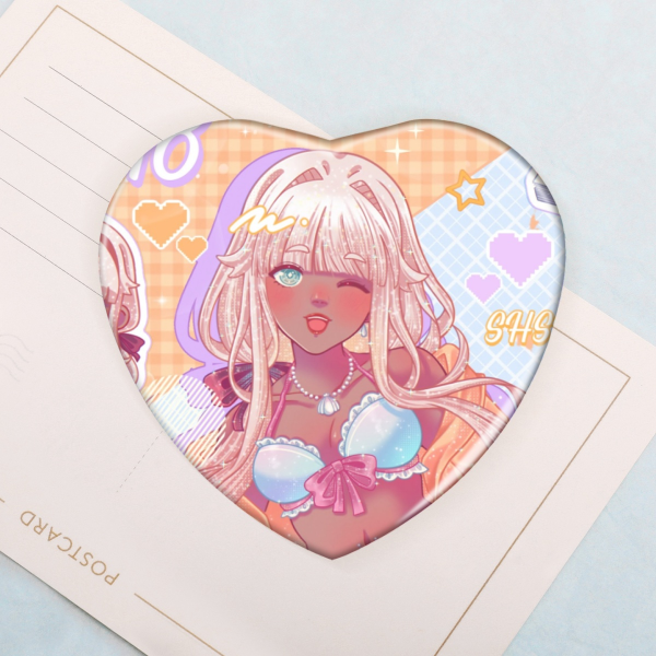 Angie Yonaga Heart Shape Holographic Badge