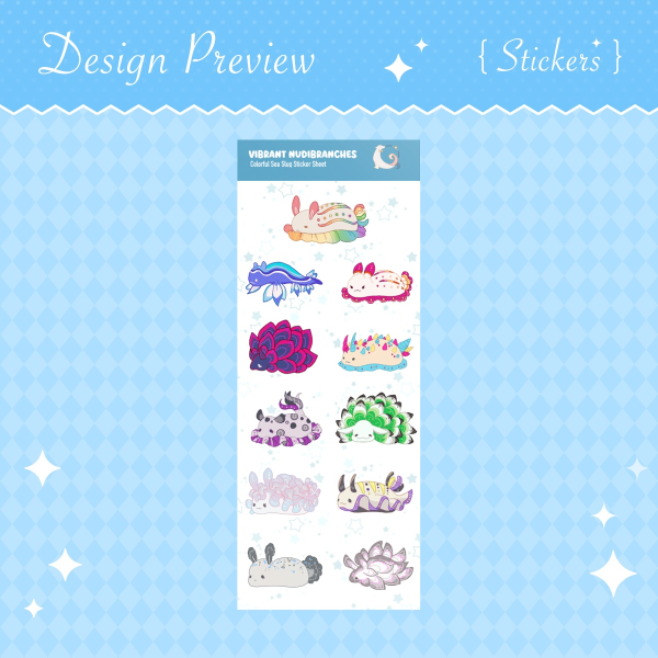 Vibrant Nudibranches Sticker Sheet