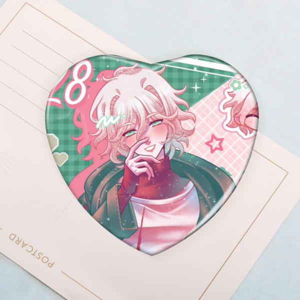 Nagito Komaeda Heart Shape Holographic Badge