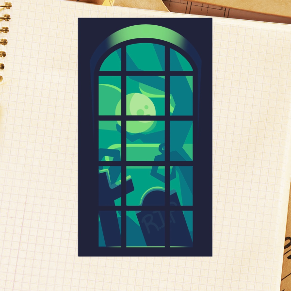 Green Halloween bookmark