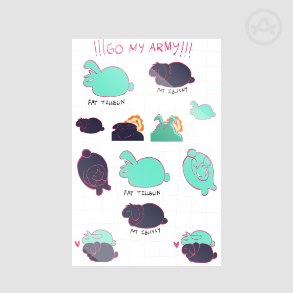 Ivantill Alien Stage Bunny Coated Paper Stickers Sheet