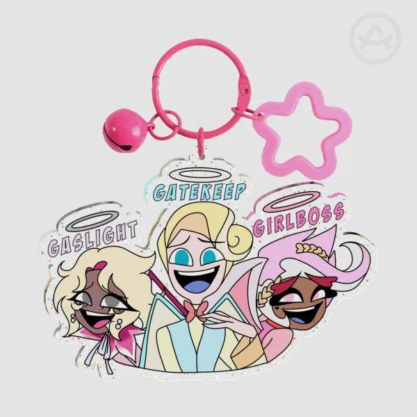 Saints Gaslight, Gatekeep, Girlboss Glitter Acrylic Keychain