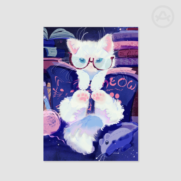 [Nyx Sphinx Nyx] A4 Cozy Bookish Kitten Poster