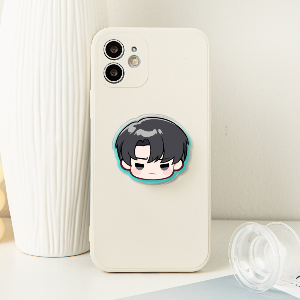 Chibi Levi  Head | Acrylic Airbag Phone Holder - 1.96"(50mm), Clear