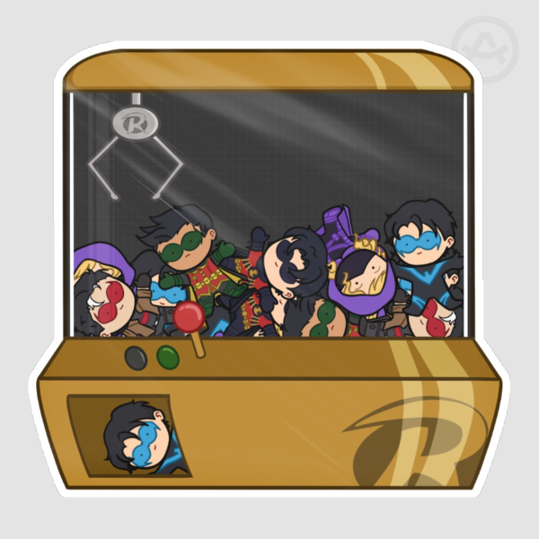 DC Robins Claw Machine Die Cut Sticker