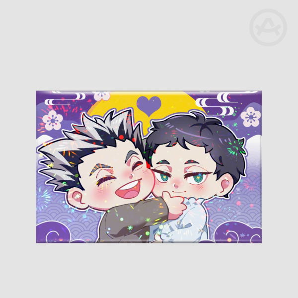 Haikyuu!! Chibi Bokuto x Akaashi | Right Angle Rectangular Badges