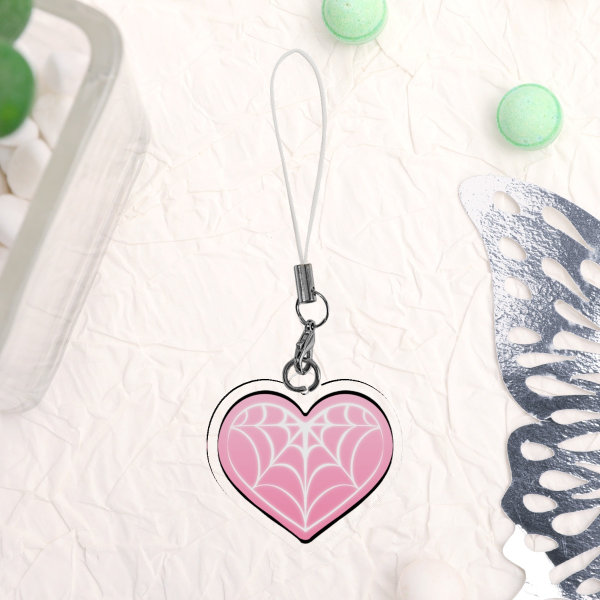 Phone Charm | Pink Web Heart