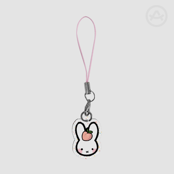 Cute Peach Miffy Glitter Acrylic Phone Charm