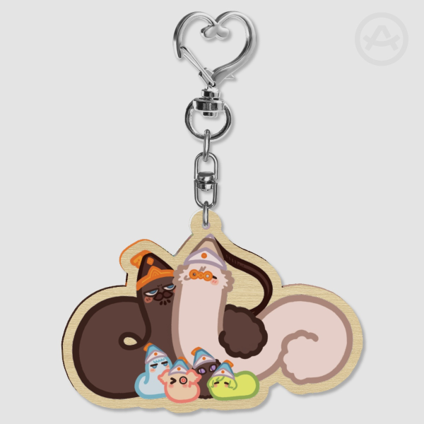 brushbug family wood keychain