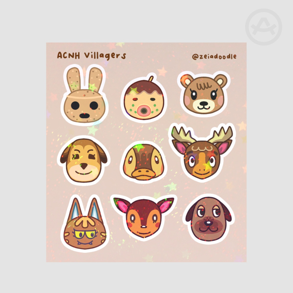 Animal Crossing Brown Villagers Sticker Sheet