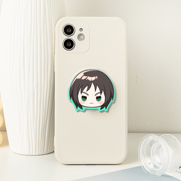 Chibi Eren Head | Acrylic Airbag Phone Holder - 1.96"(50mm), Clear