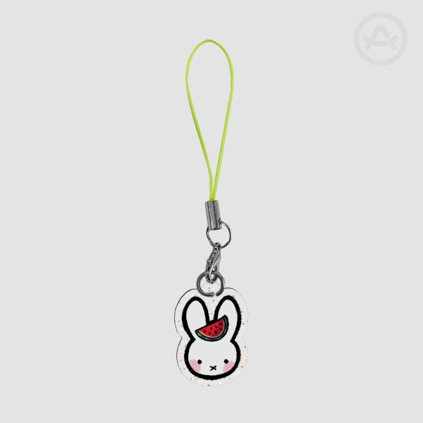 Cute Watermelon Miffy Glitter Acrylic Phone Charm