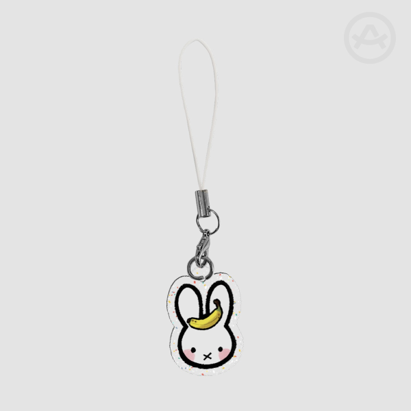Cute Banana Miffy Glitter Acrylic Phone Charm