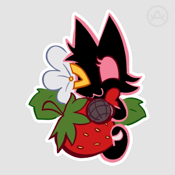 Strawberry Cat Mike Pluey Sticker