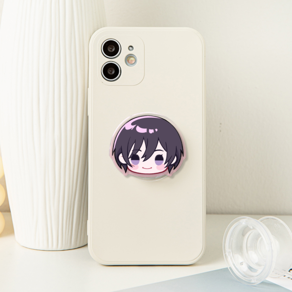 Chibi Mikasa Head | Acrylic Airbag Phone Holder - 1.96"(50mm), Clear