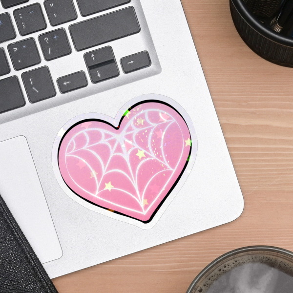 Stickers | Pink Web Heart