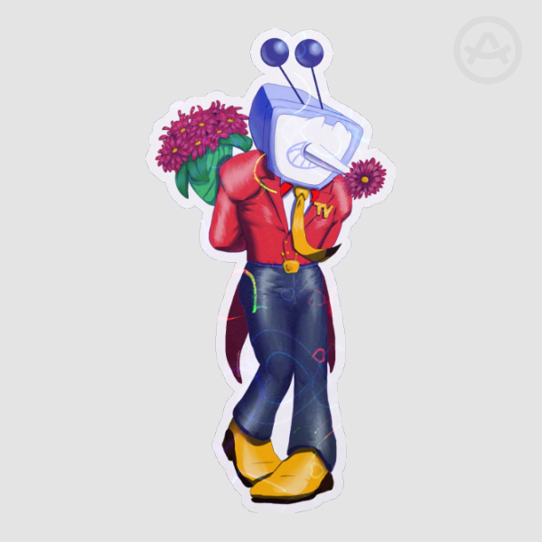 Bashful Tenna with Flowers for Y/N Sticker