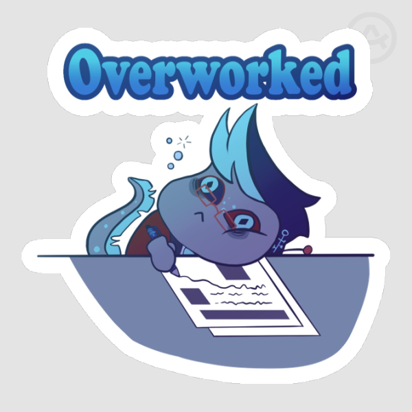 Ethan Overworked Sticker