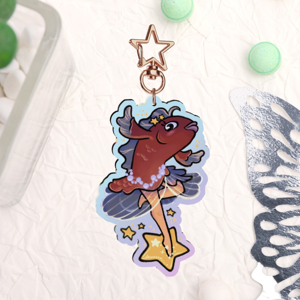 Starry Mermaid Dancer Rainbow Acrylic Keychain