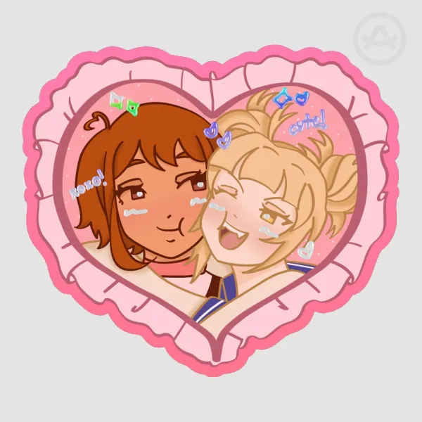 Ochako and Toga Heart Foil Die Cut Stickers