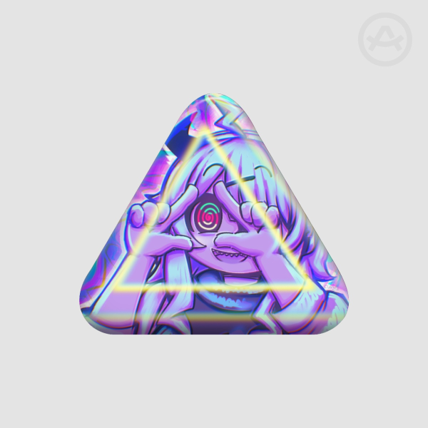 Qtie Yunyun Syndrome Triangle Holographic Glitter Badge