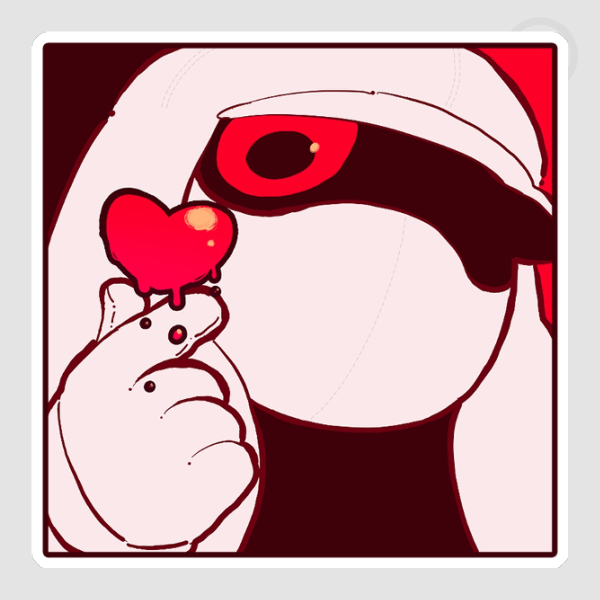Exé giving heart sticker