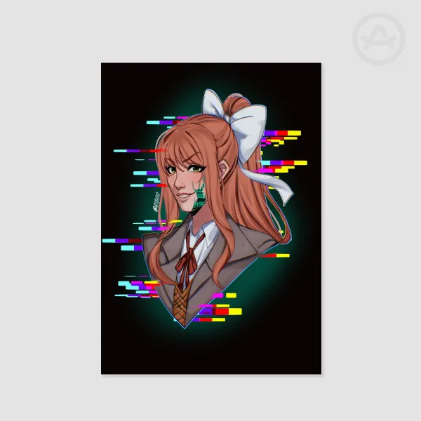 Doki Doki Literature Club Glitched Monika Poster