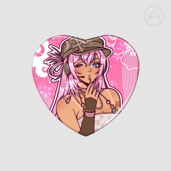 Gyaru Mcbling Megurine Luka | Heart Button Badge
