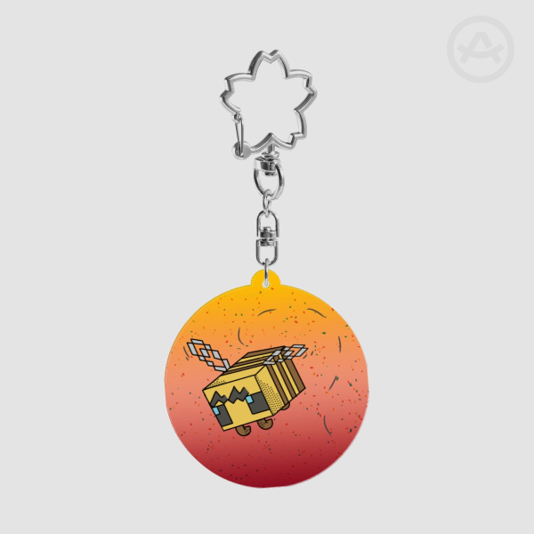 Minecraft bee glitter keychain