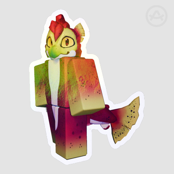 Blocky-Styled Furry Salmon Sticker