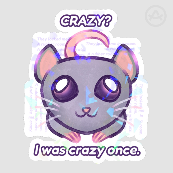Crazy Rat Sparkly Sticker