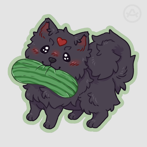 Bingpup With Cucumber Plush Sticker