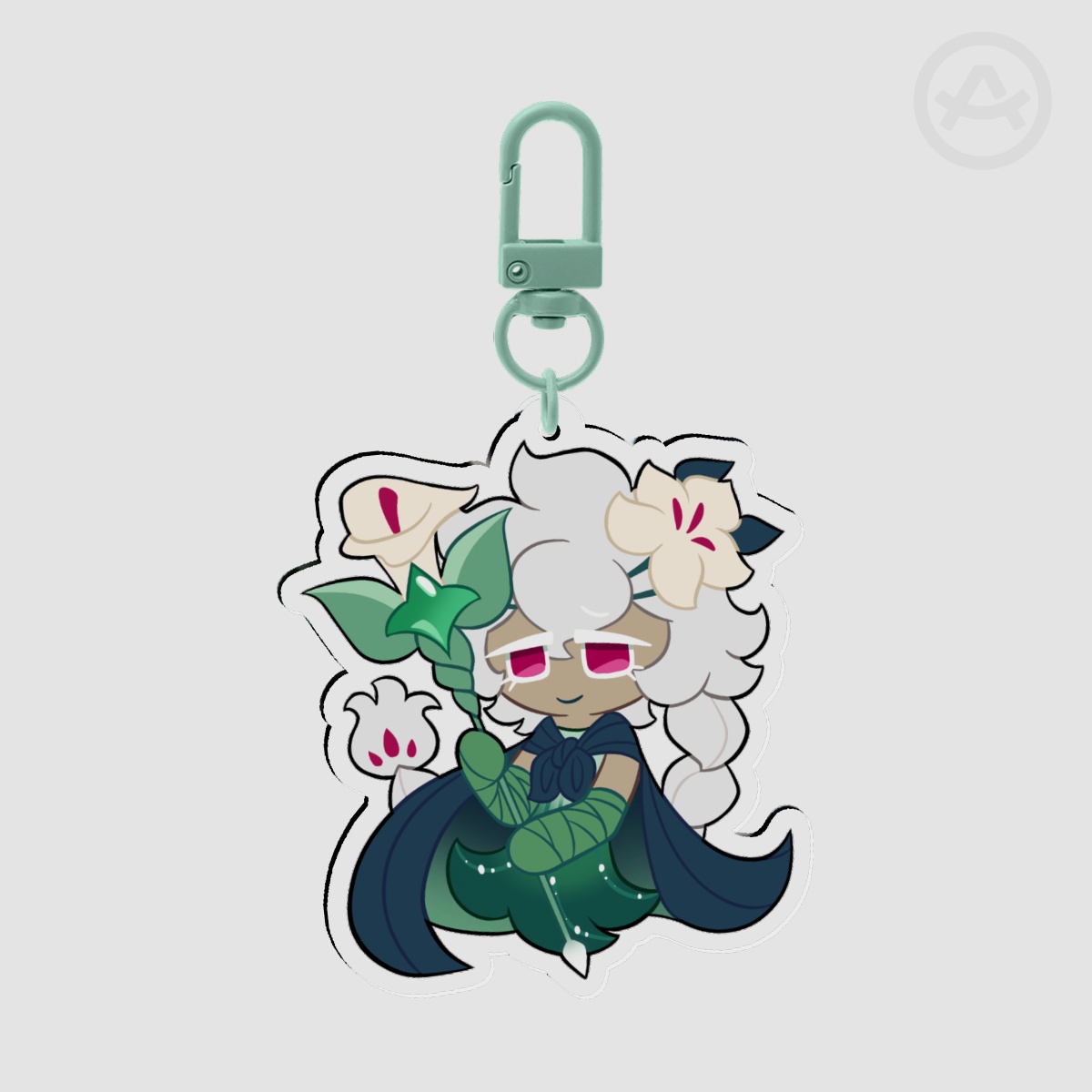 White Lily Cookie Acrylic Keychain