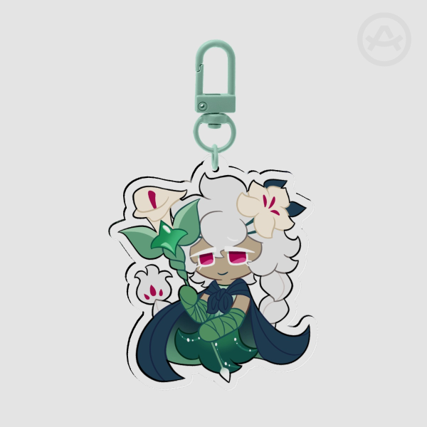 White Lily Cookie Acrylic Keychain