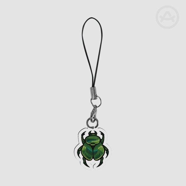 Green Beetle Acrylic Phone Charm